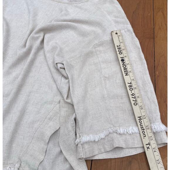 Umgee Women M Linen Blend Tunic Top Minimal ResortWear Lagenlook Coastal Grandma - Picture 4 of 7